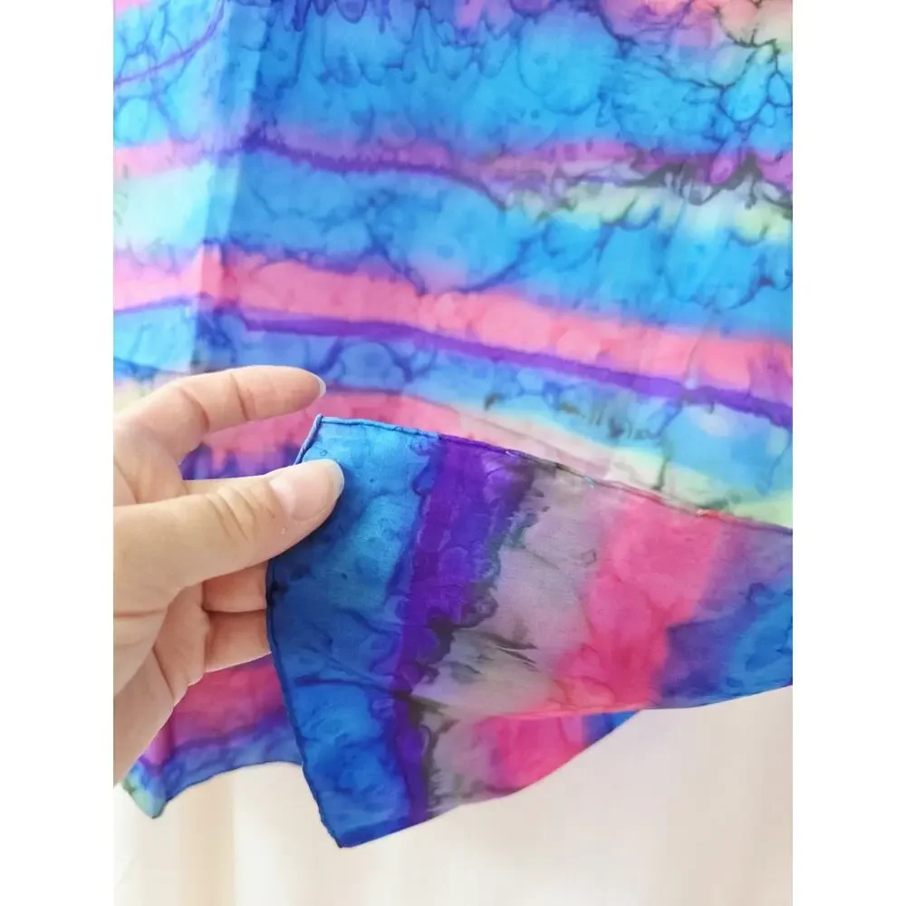 Artisan Hand Dyed Artist Made Multicolor Silk Scarf‎